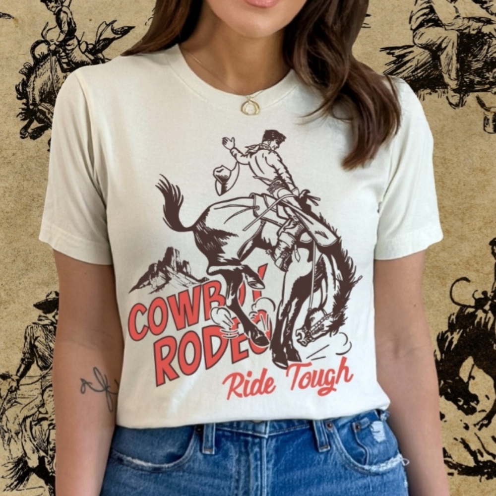 Cowboy Rodeo Western Graphic Tee Bella Canvas T-Shirt NEW